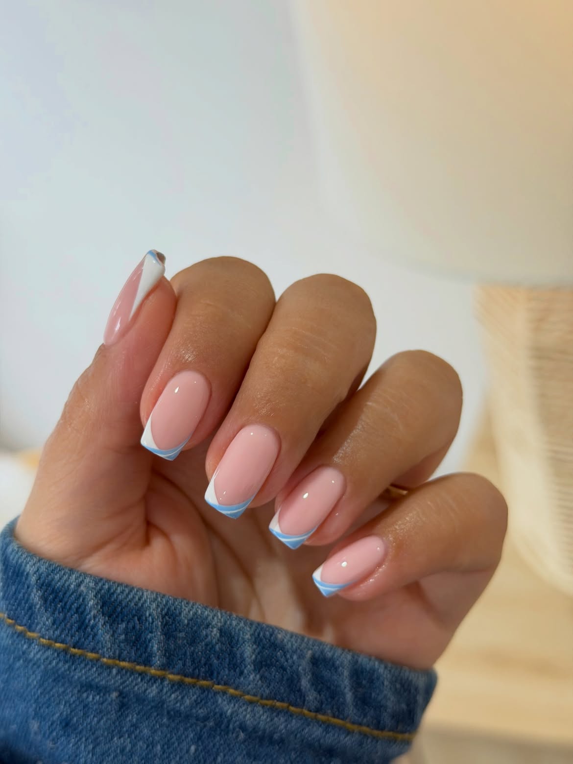 Baby Blue V-Tip French Manicure