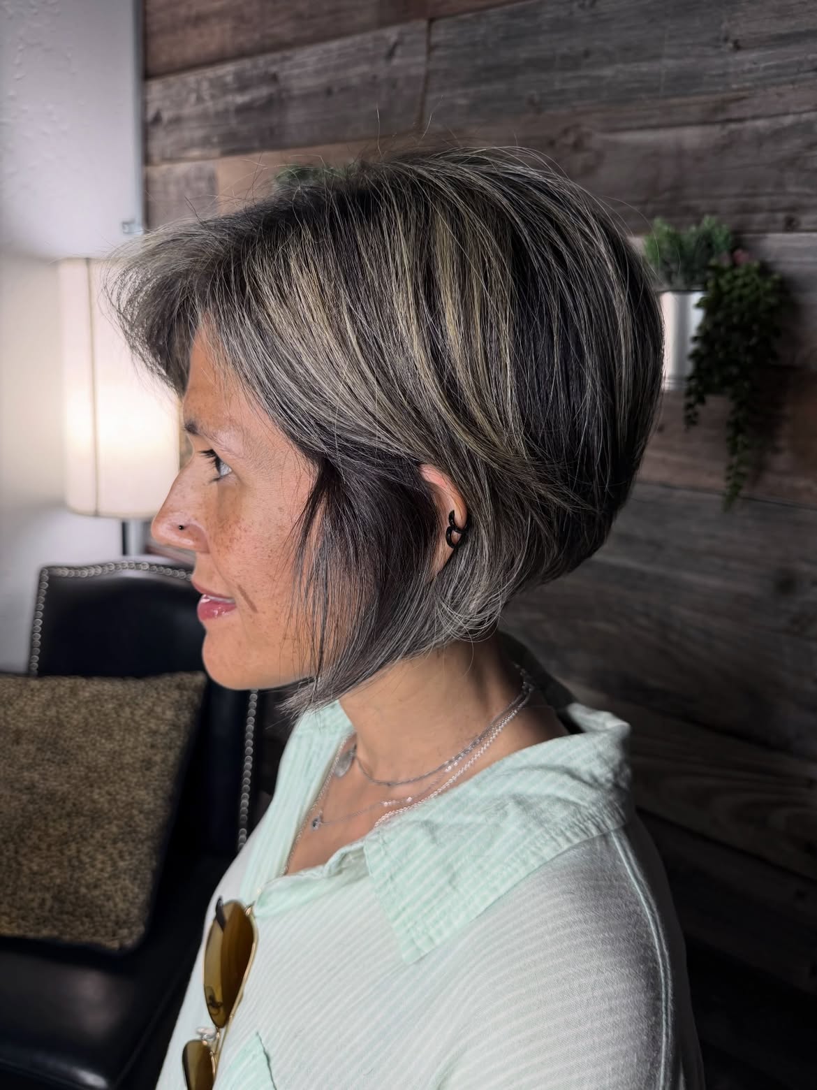 Blended Grey Bob With Subtle Layers