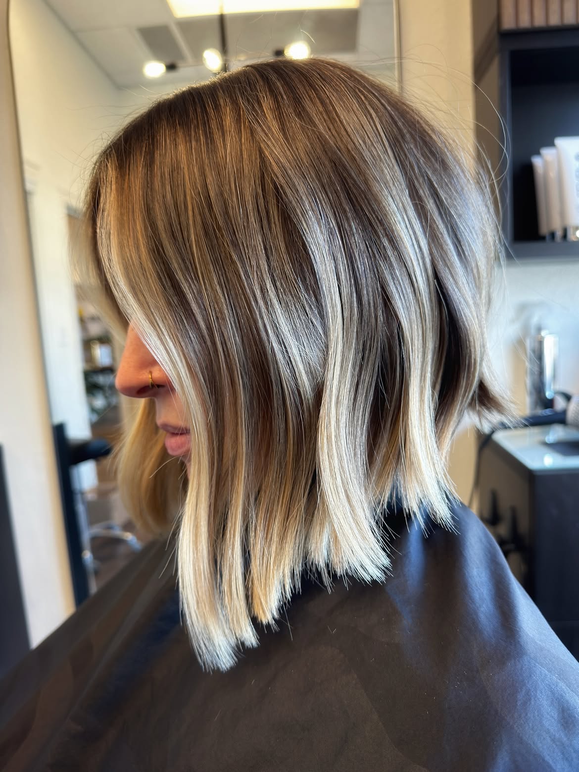 Blonde Balayage Blunt Bob With Subtle Waves