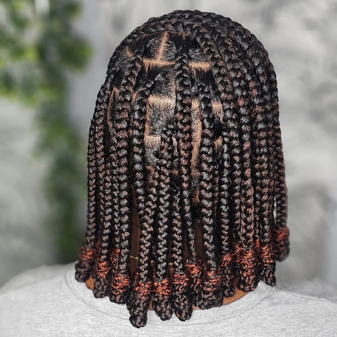 Blunt Bob Braids With Copper Tipped Ends