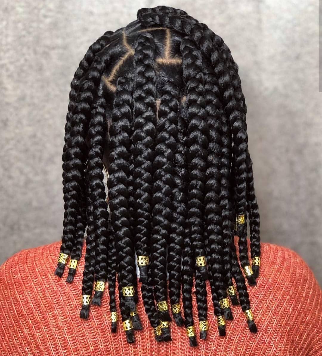 Blunt Cut Bob Braids With Gold Cuffs