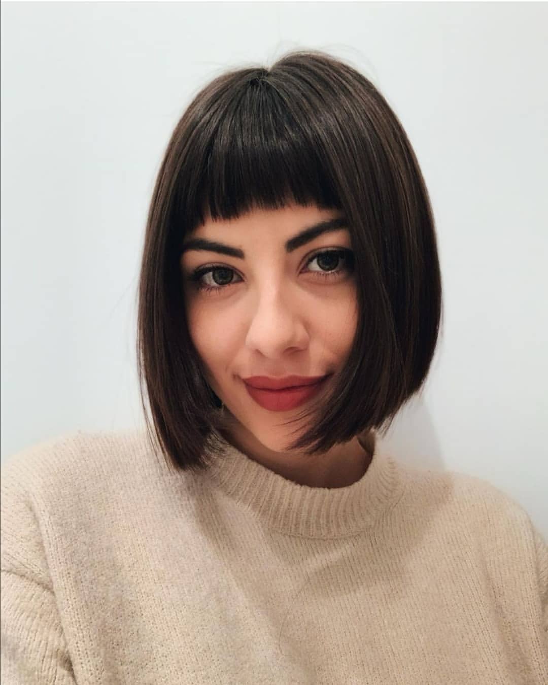 Blunt Espresso Bob With Micro Fringe