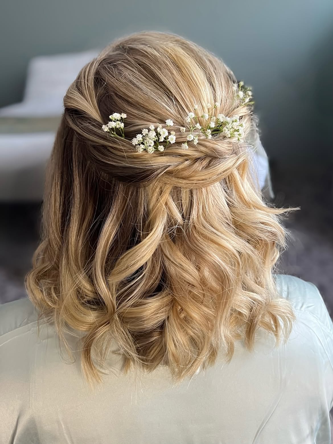 Bohemian Half-Up Twist With Baby's Breath