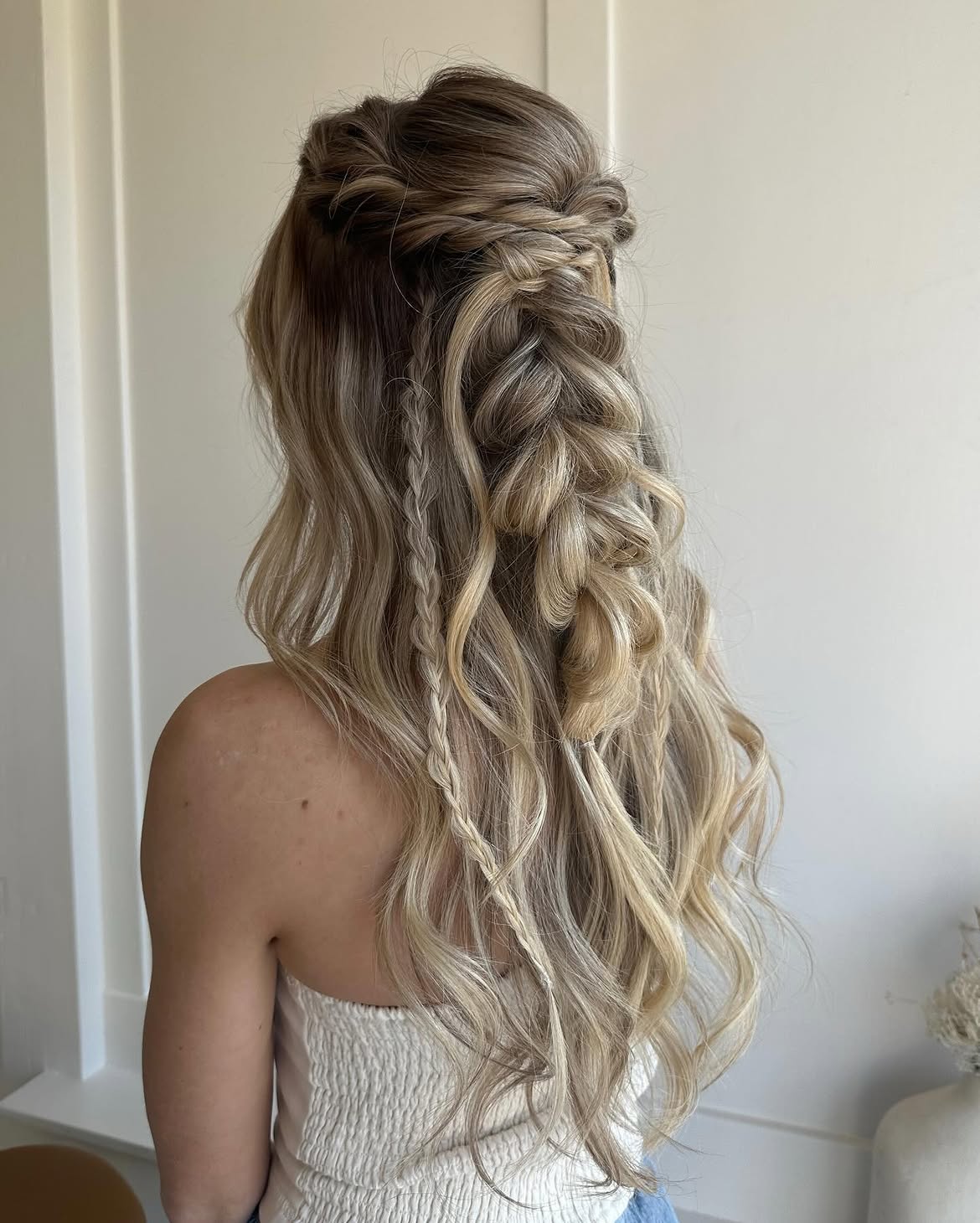 Boho Braided Half-Up With Beachy Waves