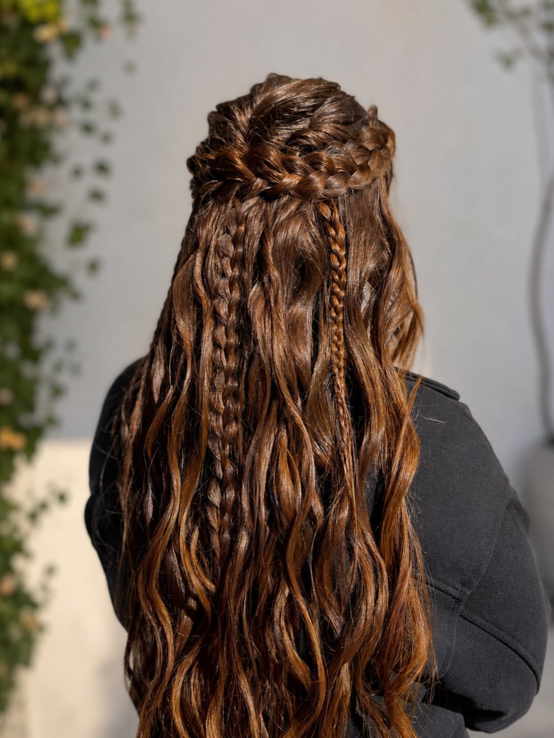 Boho Braids With Textured Waves and Honey Highlights
