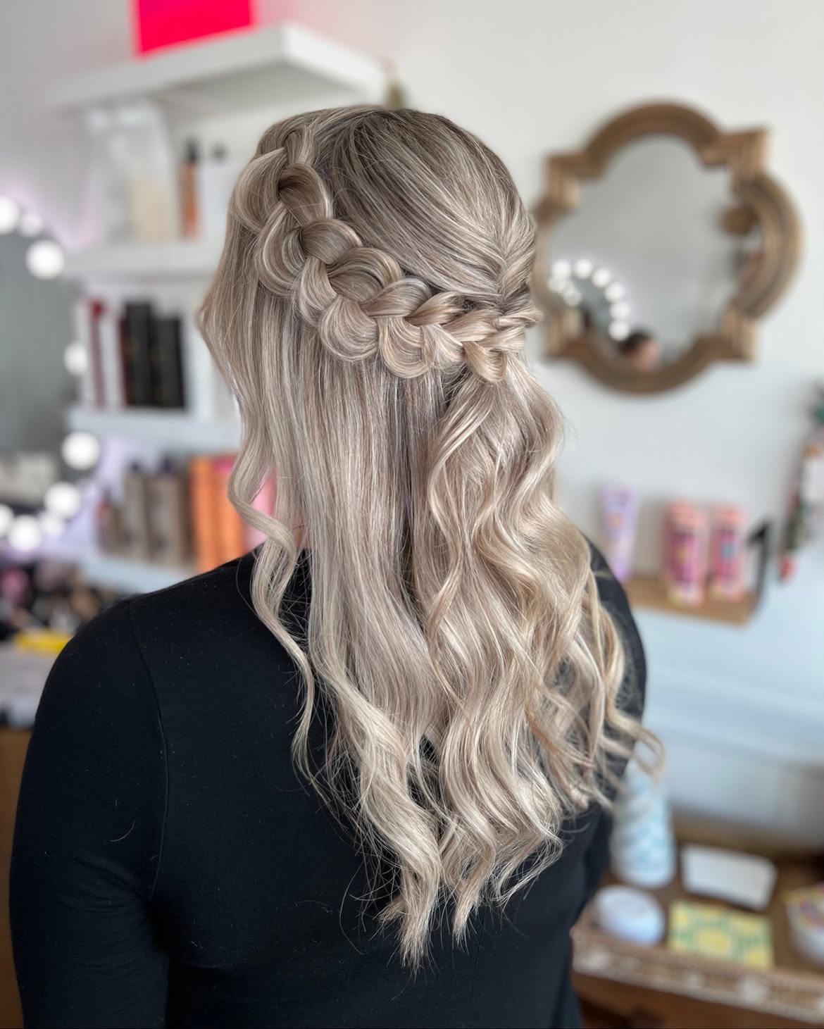 Boho Crown Braid With Loose Waves