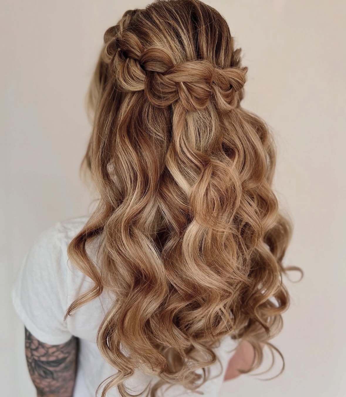 Boho Half-Up Crown Braid With Loose Waves