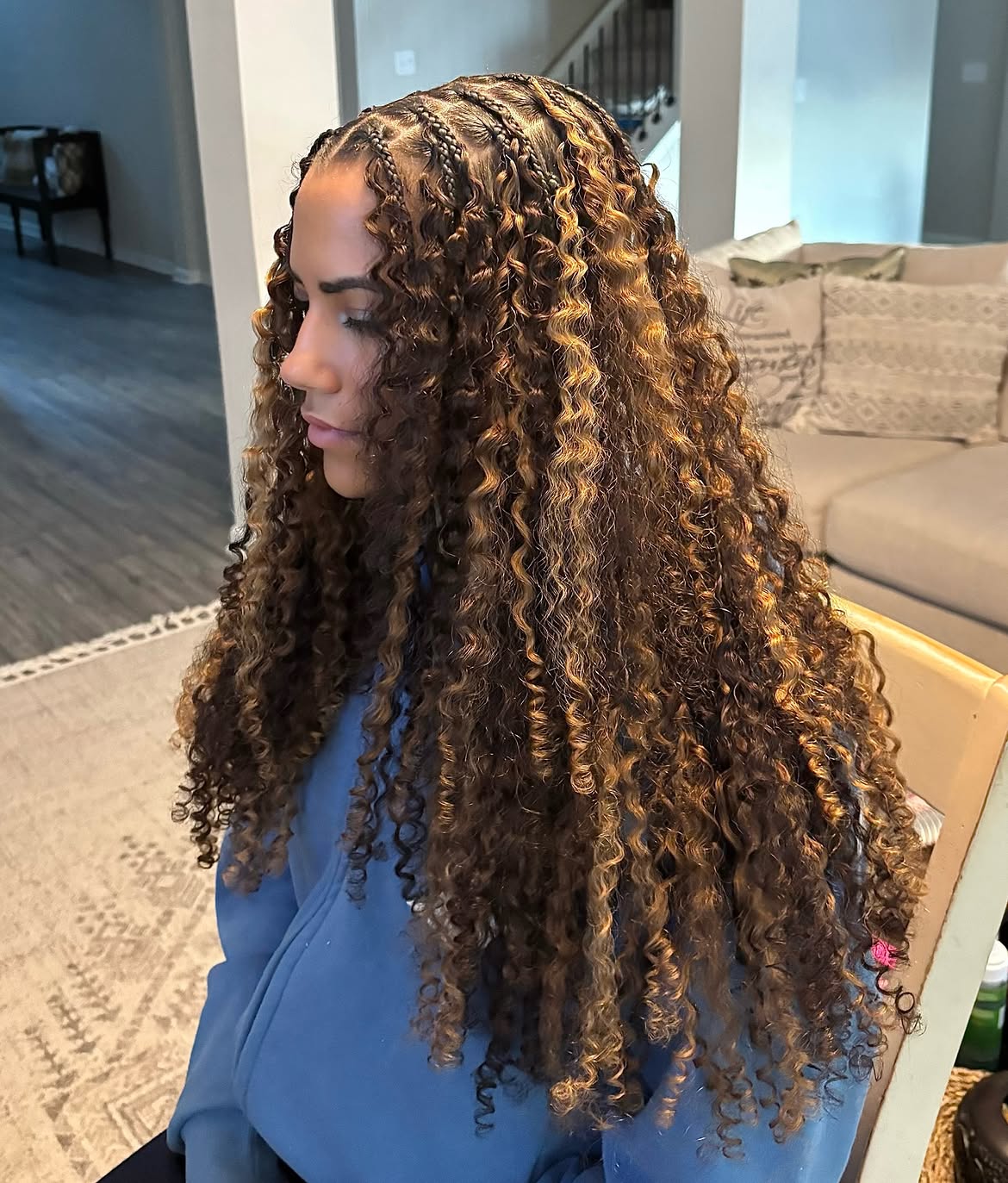 Boho Inspired Braided Crown With Spiral Curls