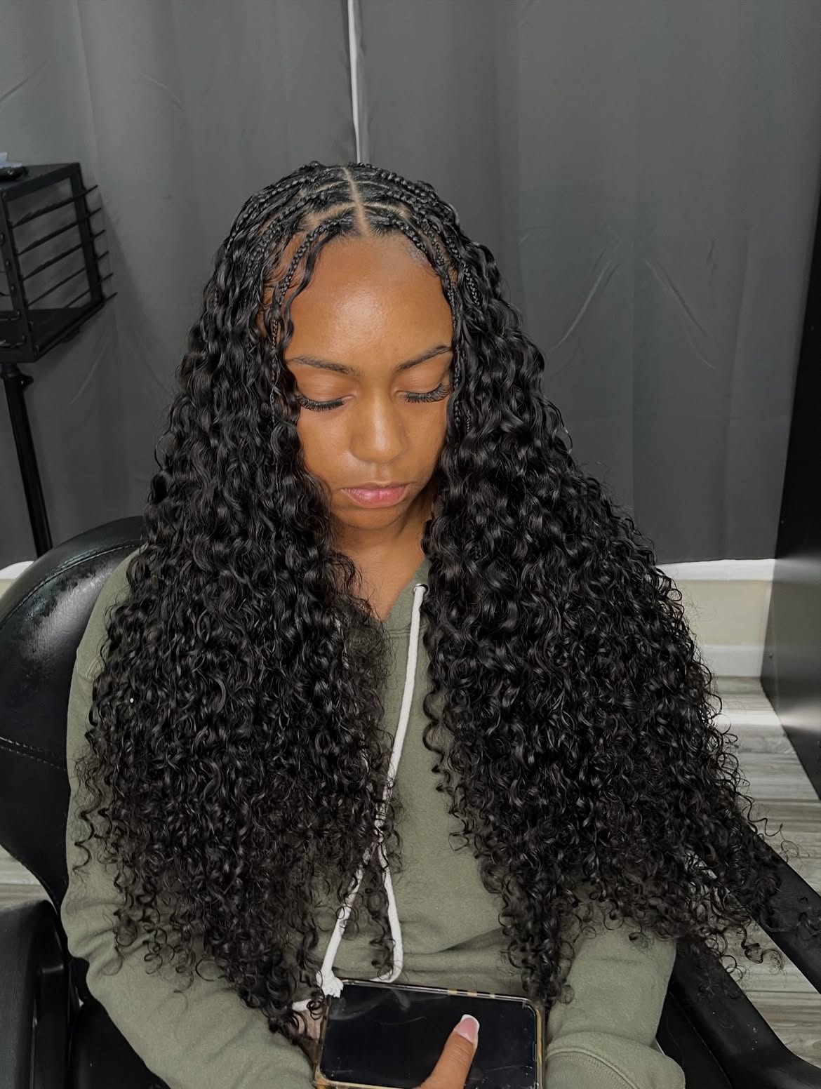 Boho Knotless Box Braids With Curly Ends