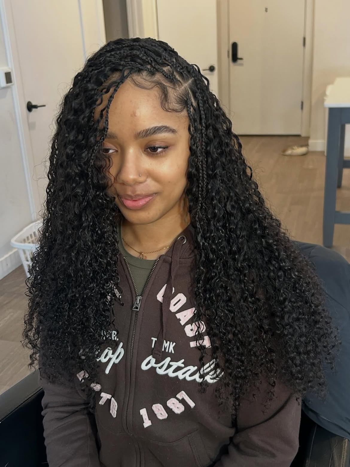 Boho Knotless Braids With Curly Ends
