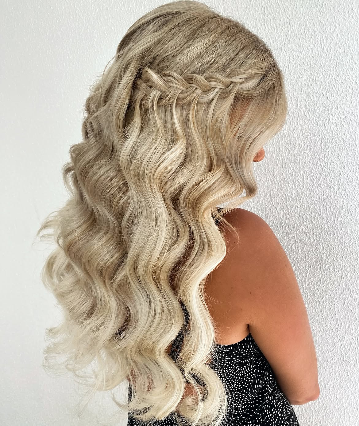 Boho Waterfall Braid With Loose Beach Waves