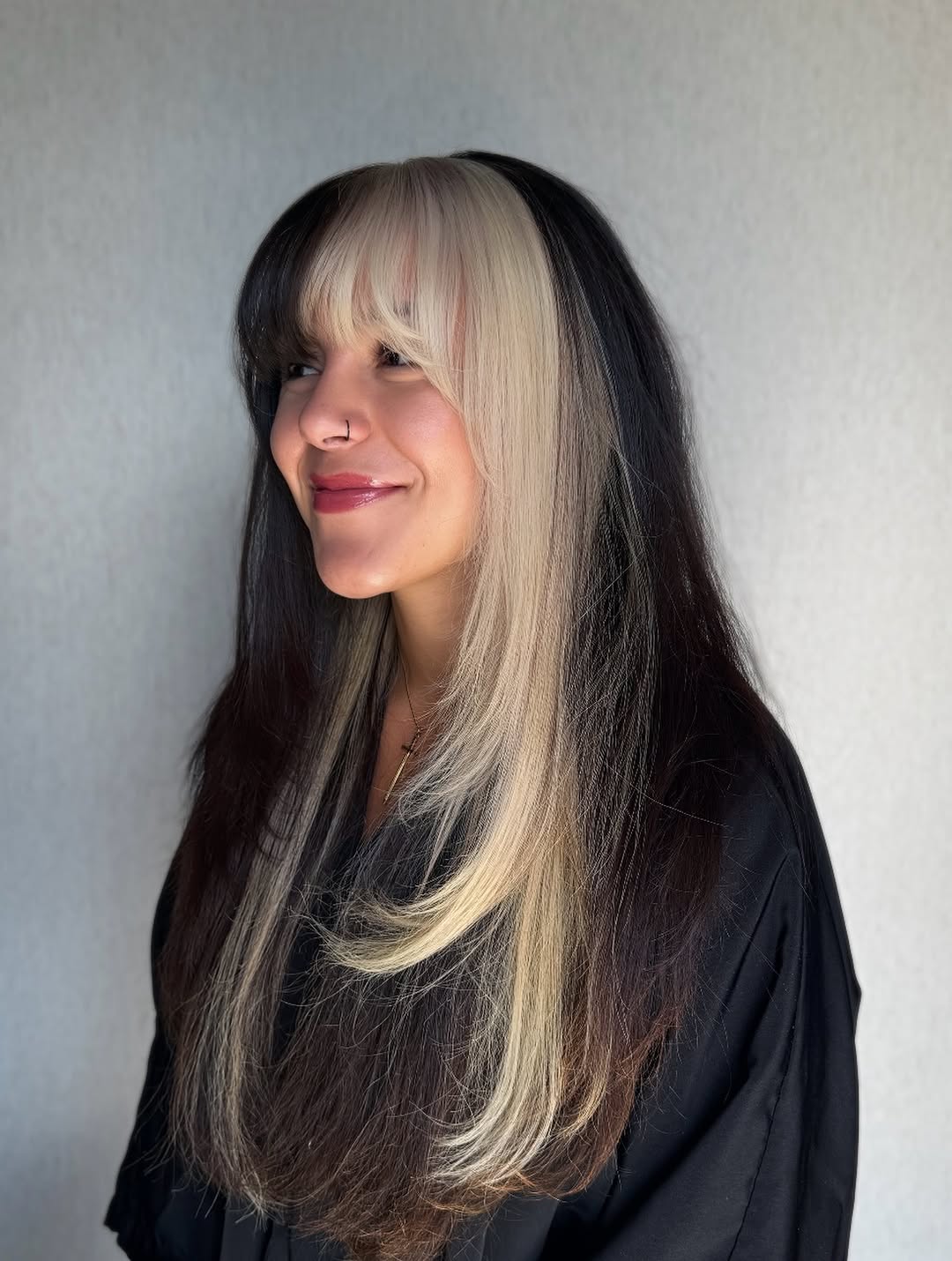 Bold Black and Blonde Money Piece Hair