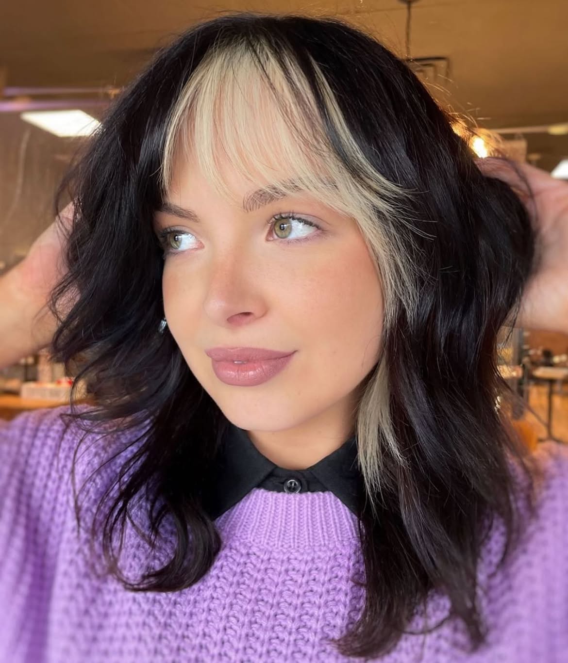 Bold Black and Blonde Money Piece Lob
