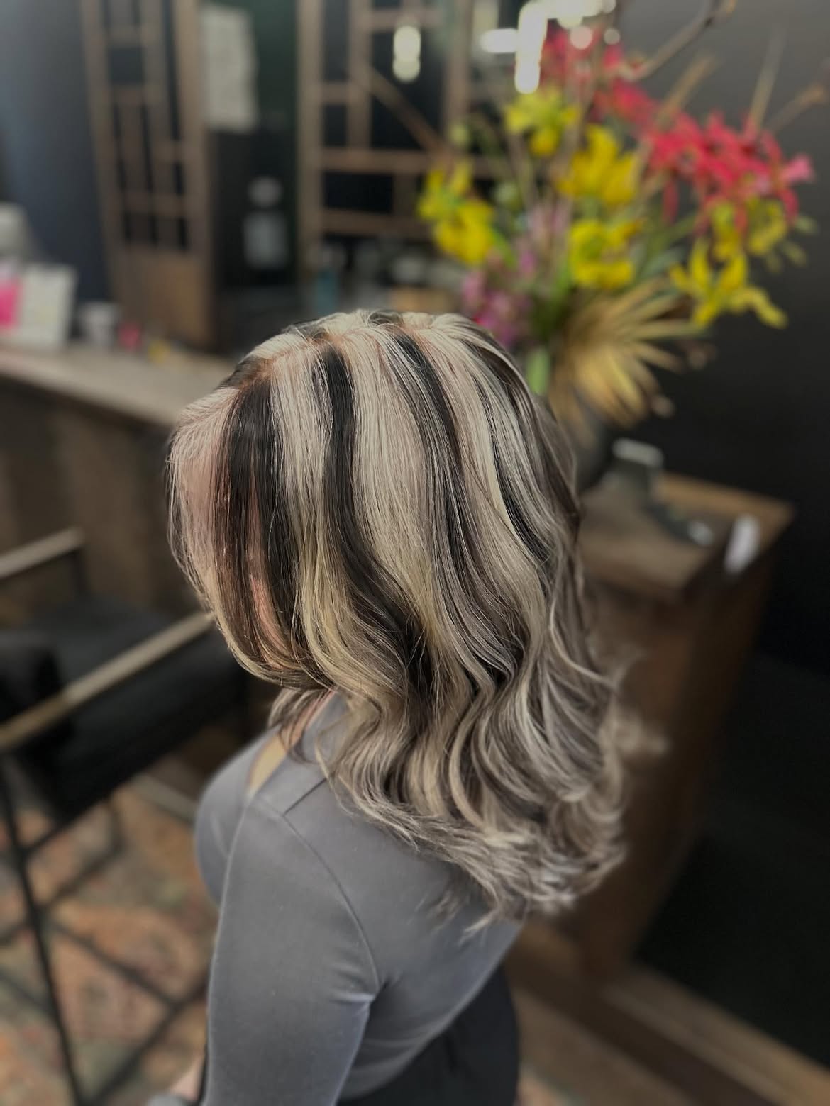 Bold Black and Blonde Skunk Stripe Hair