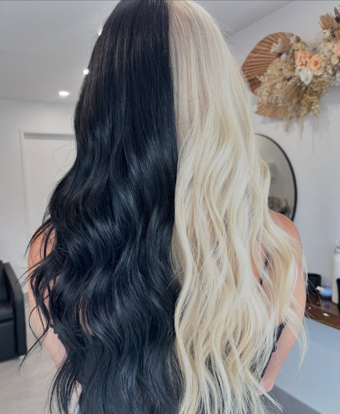 Bold Black and Blonde Split Dye Waves