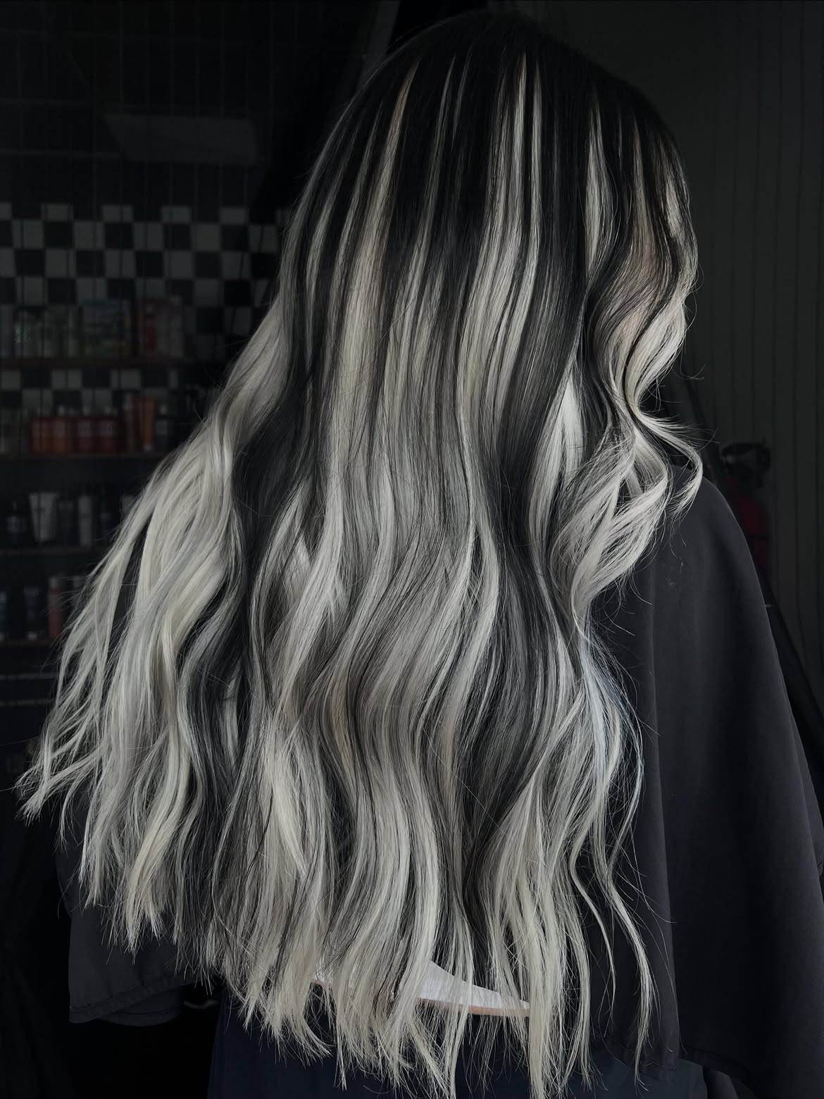 Bold Black and Blonde Striped Waves