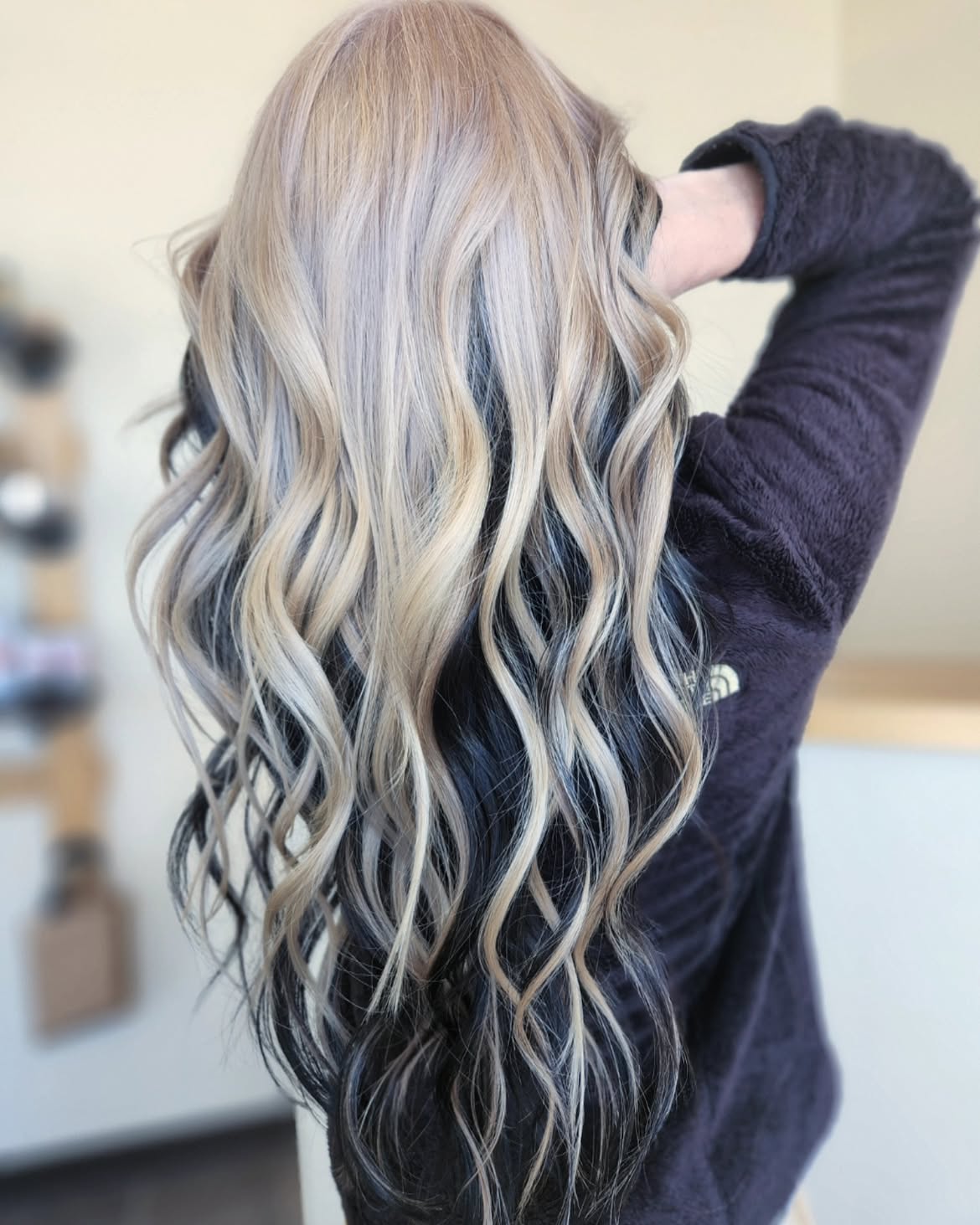 Bold Black & Ash Blonde Balayage Waves