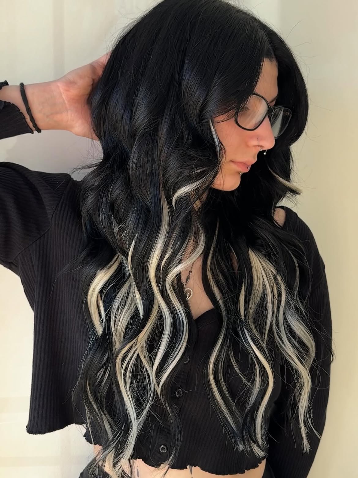 Bold Black With Striking Platinum Blonde Money Piece