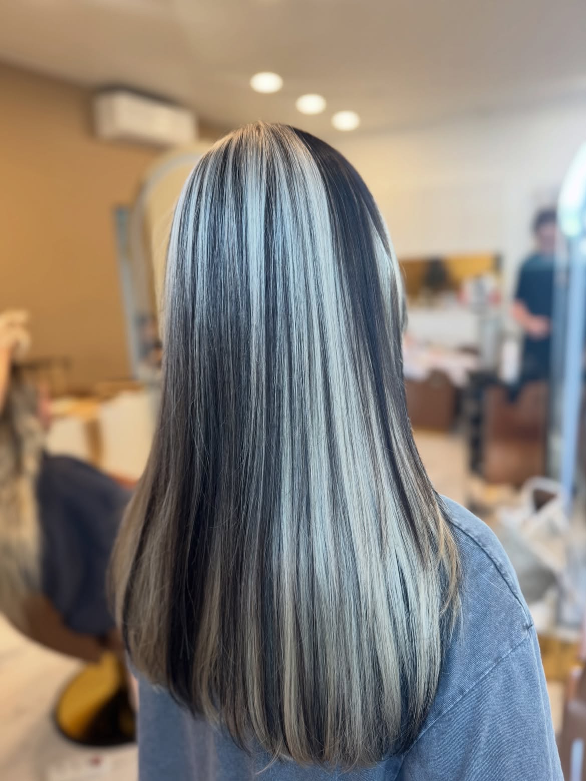 Bold Chunky Skunk Hair With Black and White Streaks