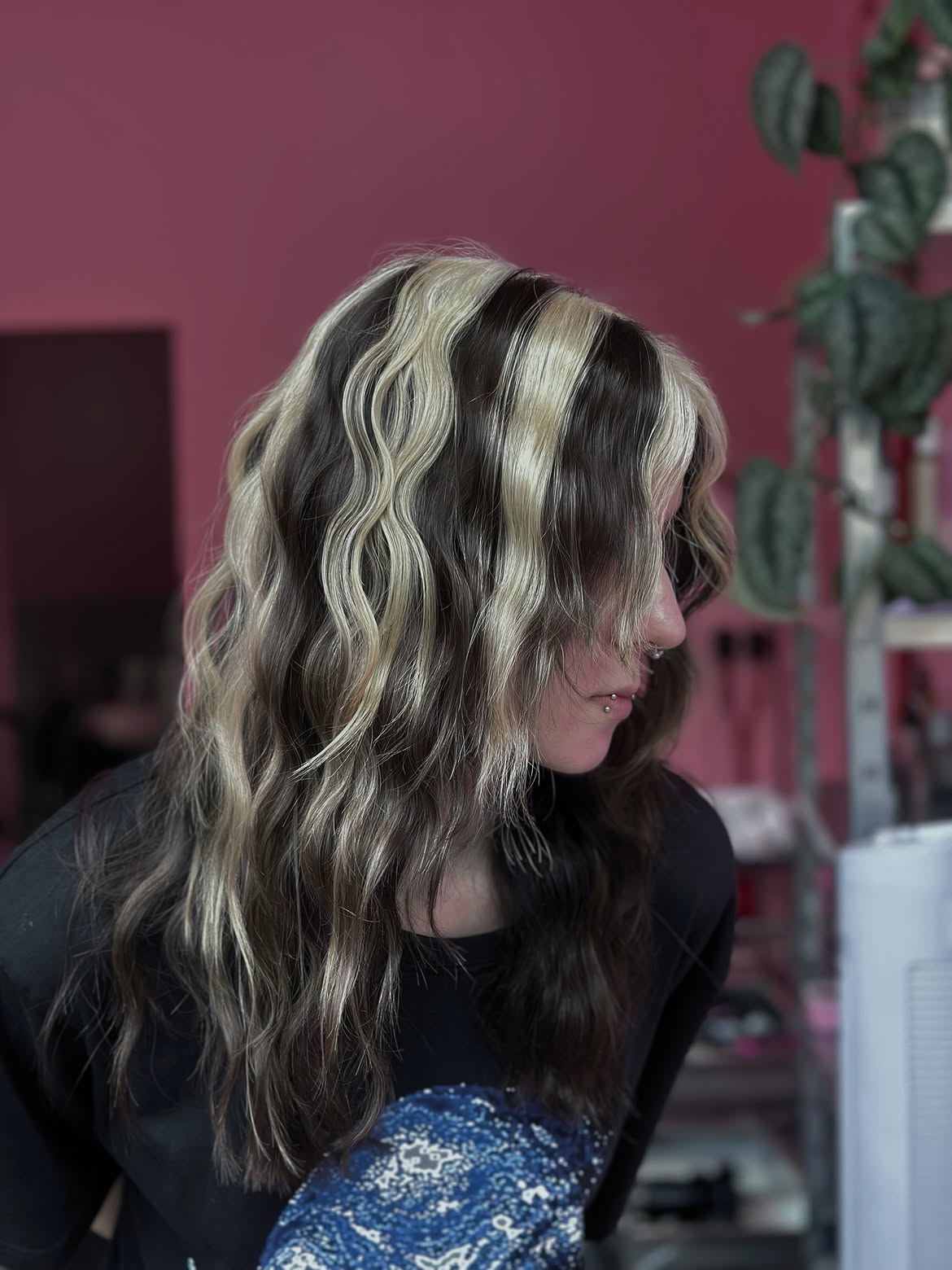 Bold Chunky Skunk Stripe Hair