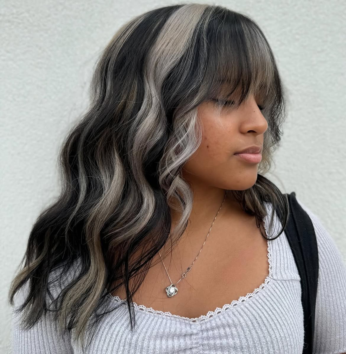 Bold Skunk Stripes With Soft Beachy Waves