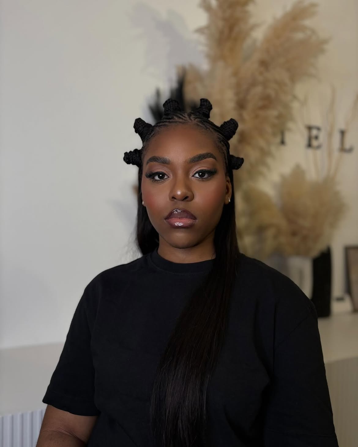 Braided Bantu Knots With Straight Hair