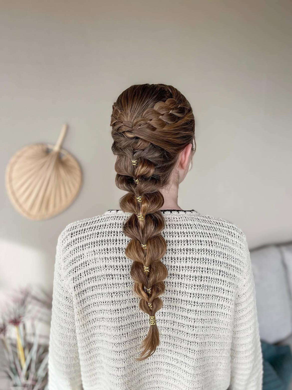 Braided Bubble Braid With Crown Accent