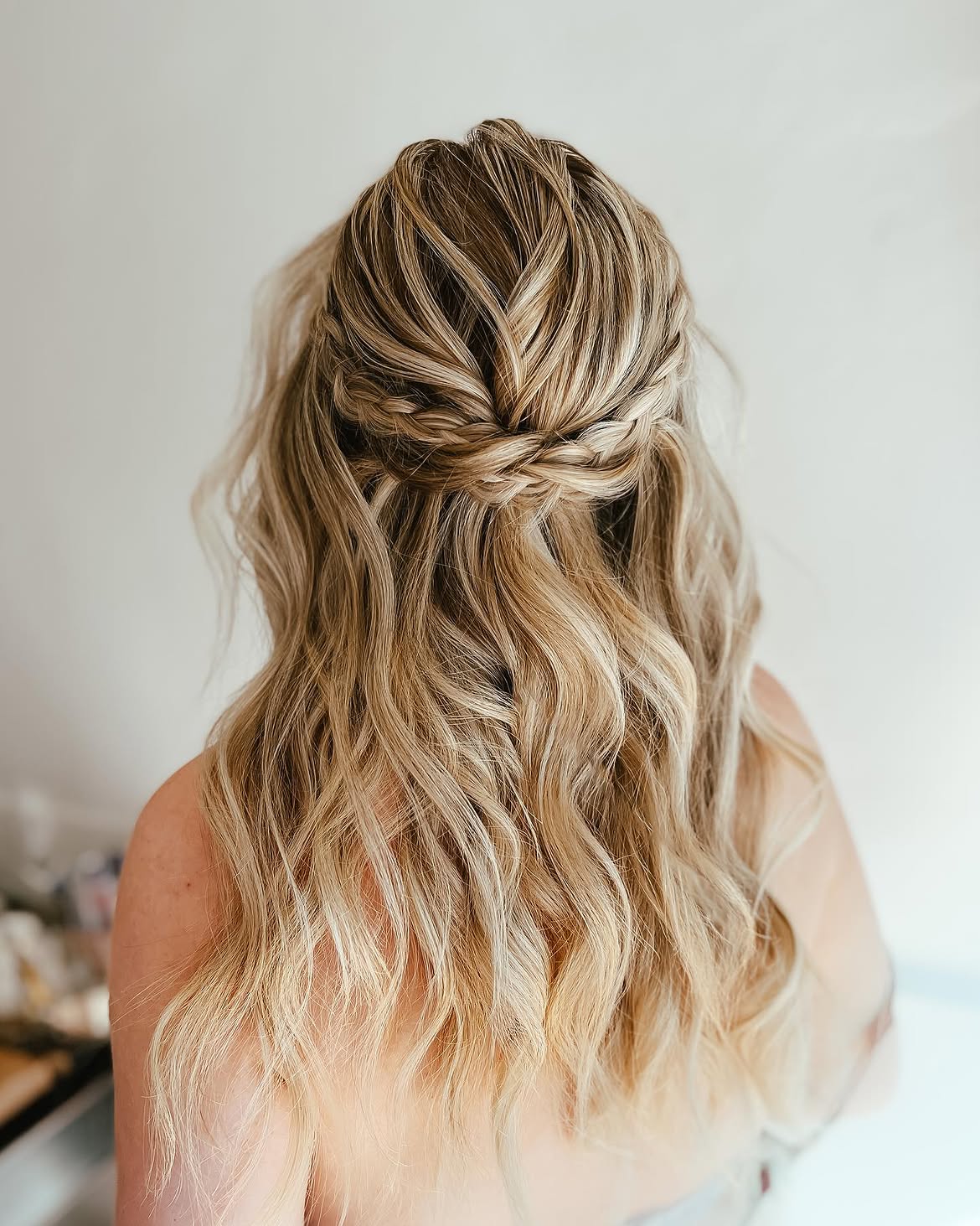 Braided Half-Up Style With Loose Waves