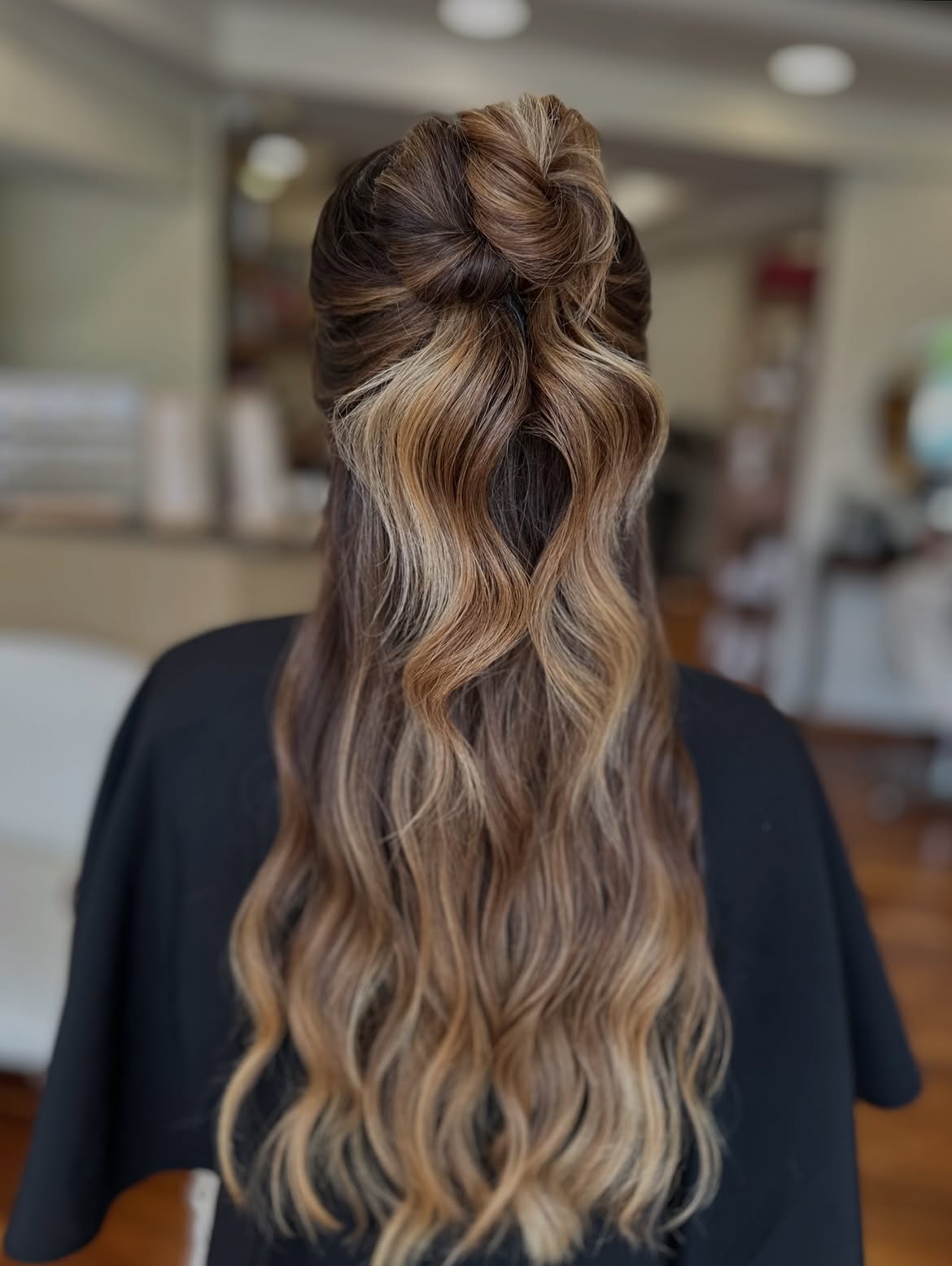 Braided Top Knot Half Up Half Down Waves