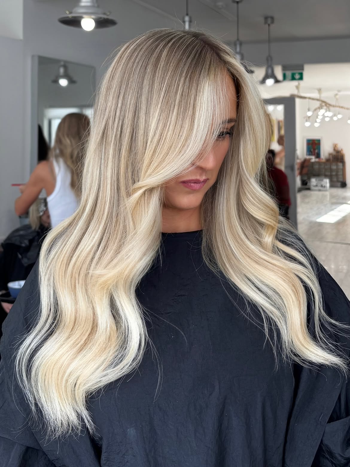 Bright Blonde Balayage With Seamless Shadow Root