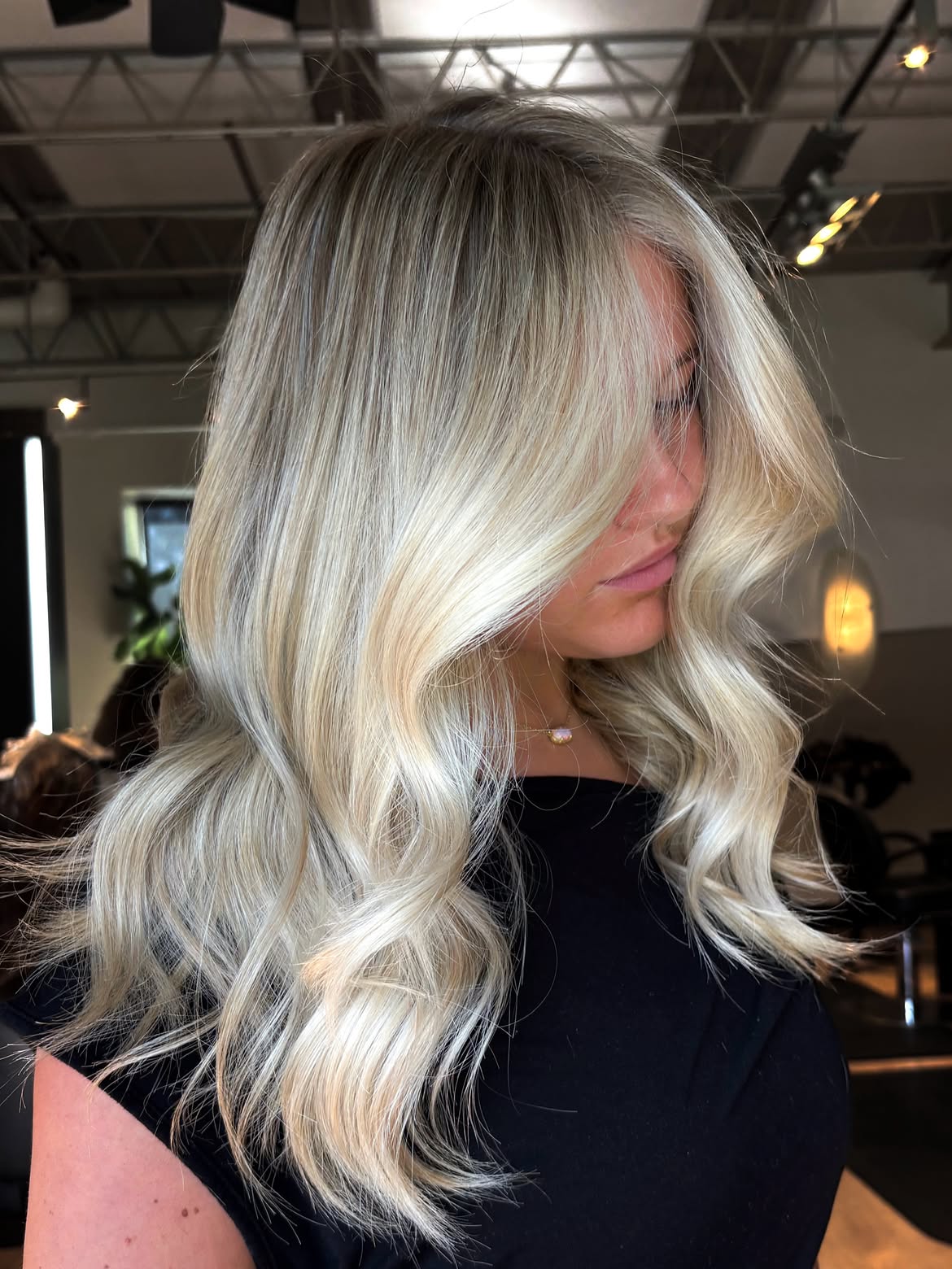 Bright Platinum Blonde With Soft Ash Shadow Root