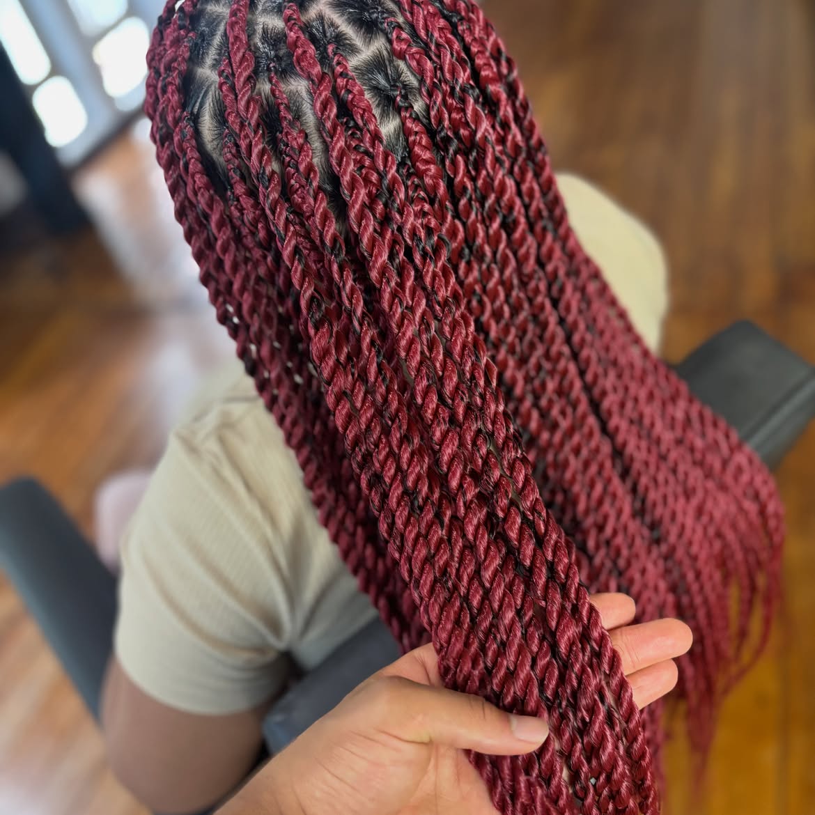 Burgundy Rope Twists With Defined Parts