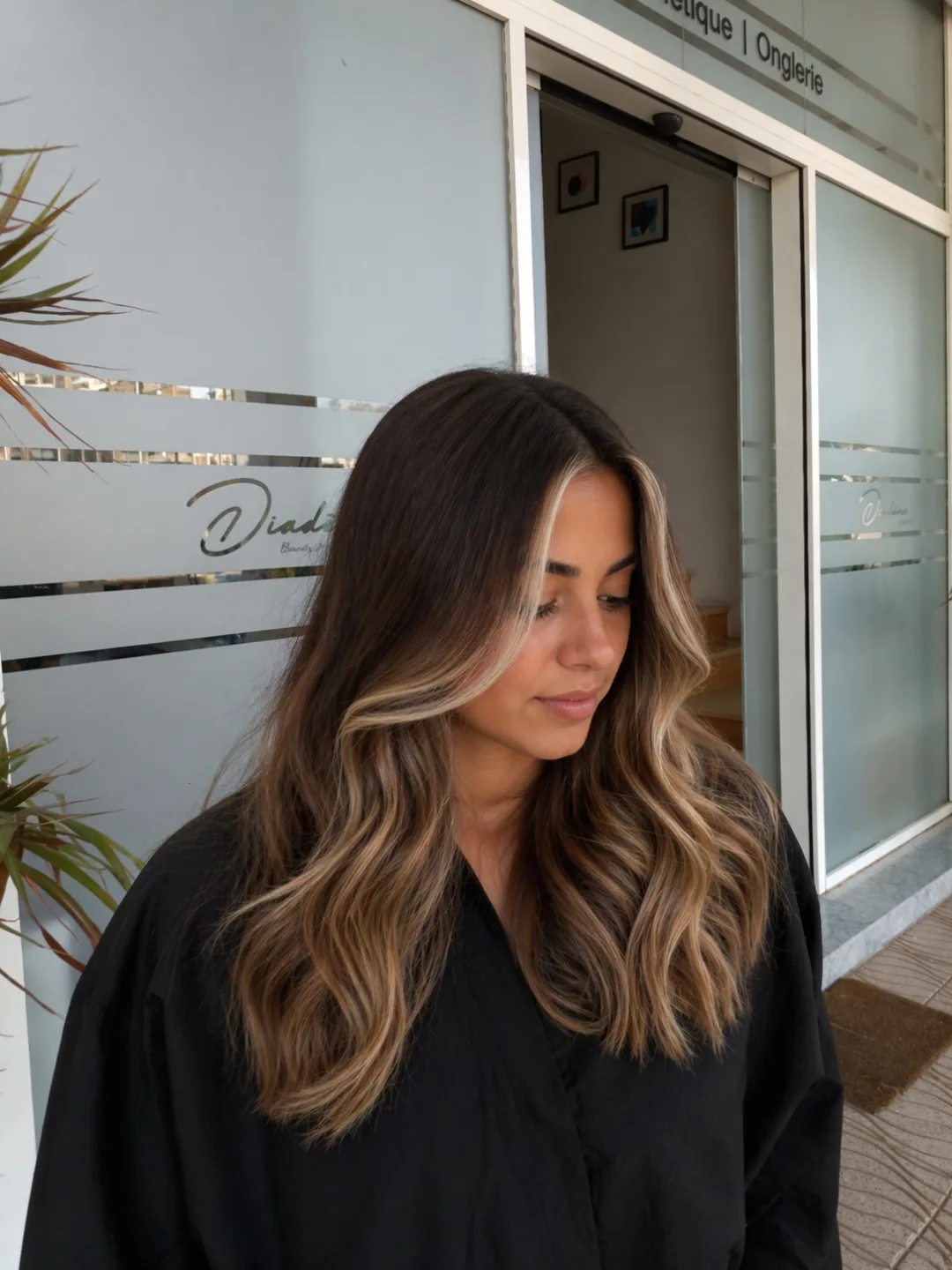 Caramel Balayage With Face Framing Money Piece