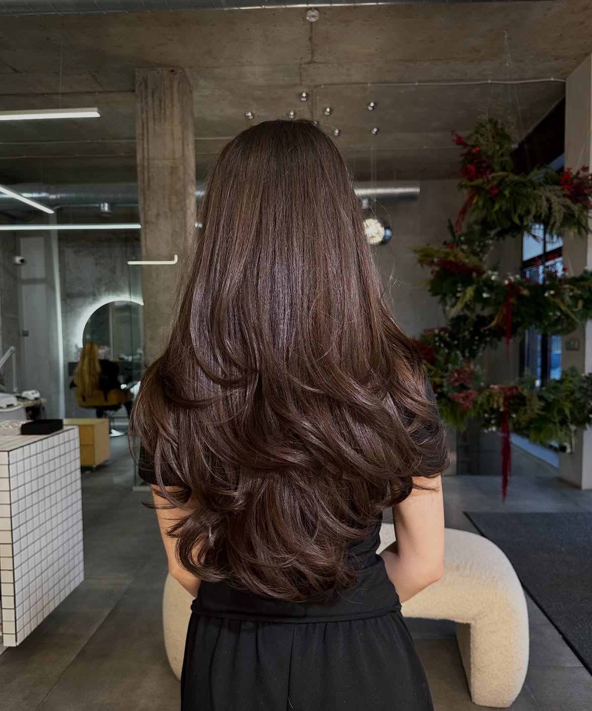 Cascading Long Layers On Rich Espresso Brown Hair