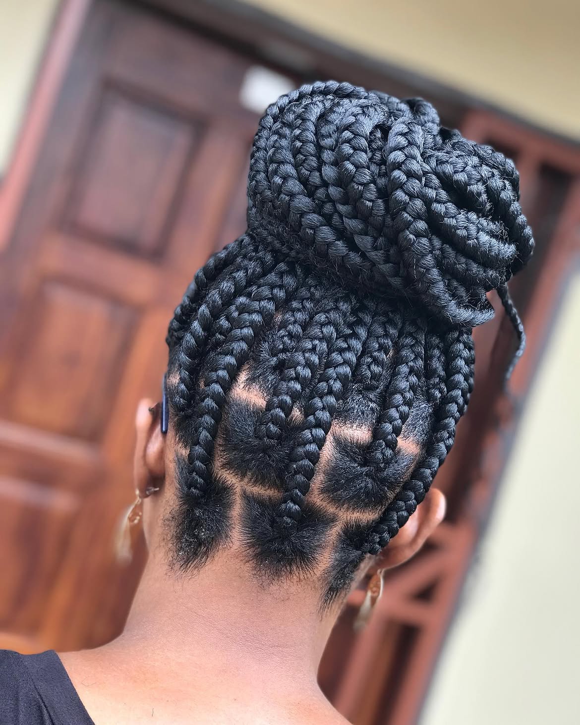 Chic Jumbo Braided Bun Updo For Natural Hair