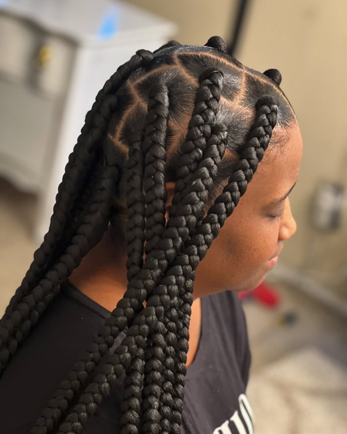 Chic Jumbo Braids With Sharp Square Parts