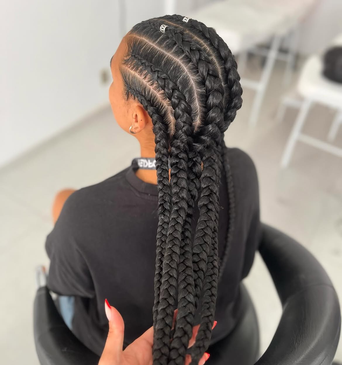 Chic Jumbo Braids With Silver Hair Cuffs