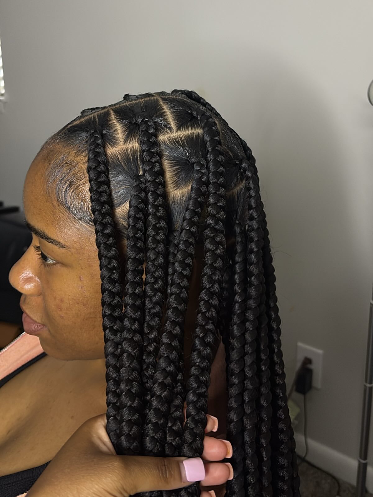 Chic Jumbo Knotless Braids With Defined Parts