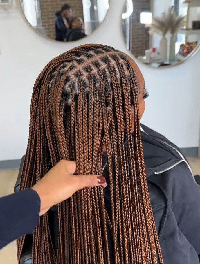 Chic Micro Knotless Braids With Caramel Hues