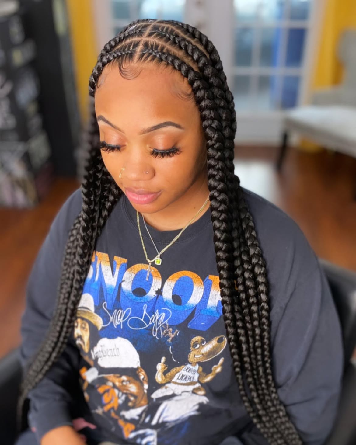 Chunky Braids With Defined Parts and Baby Hairs