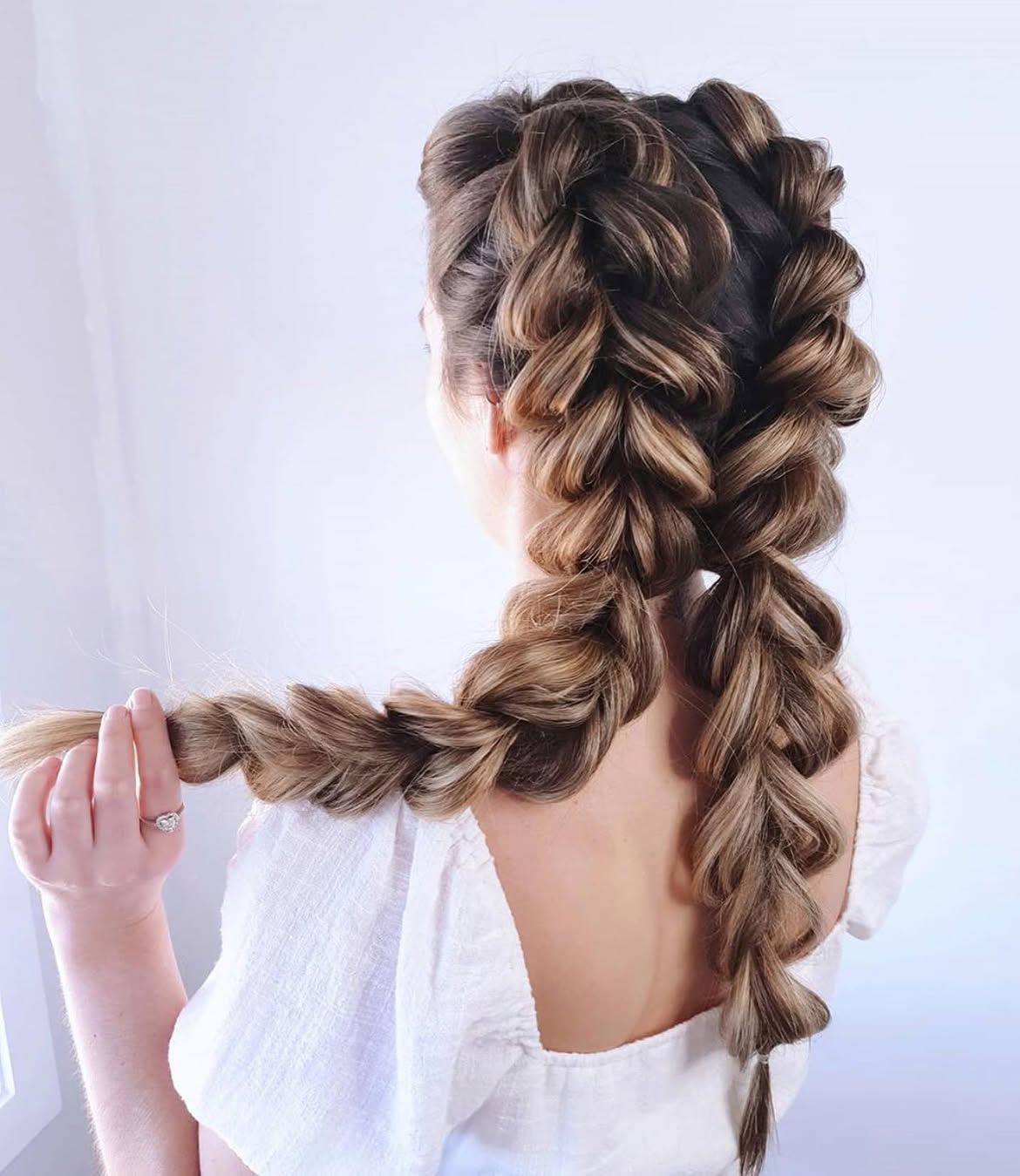 Chunky Pull-Through Braids With Honey Blonde Highlights