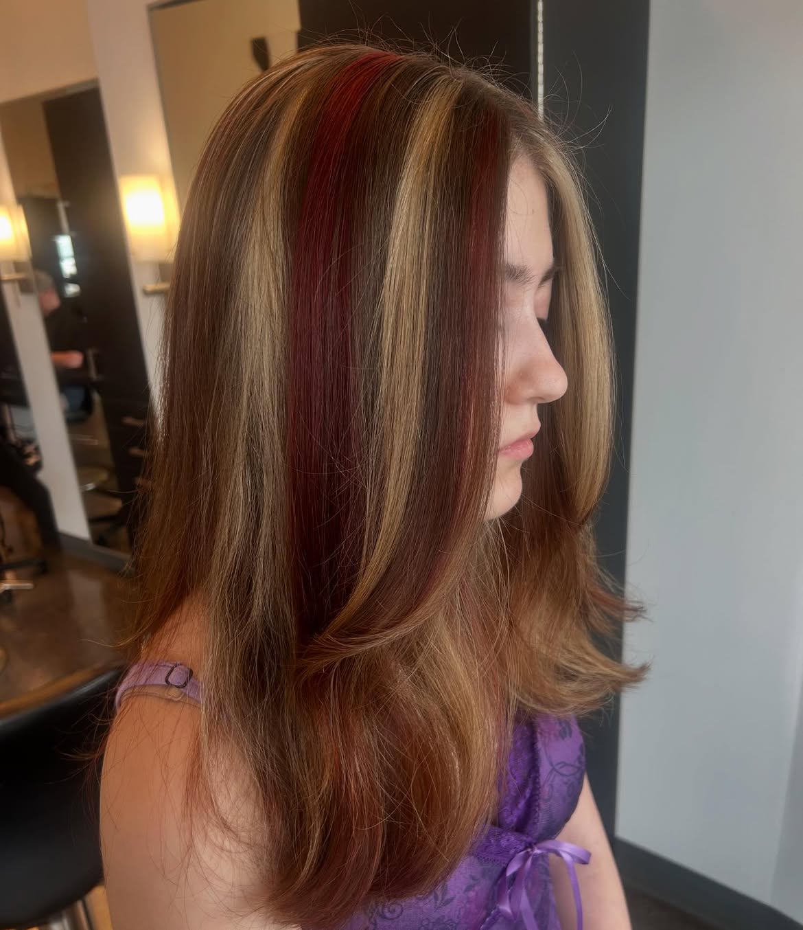 Chunky Red and Blonde Highlights Y2K