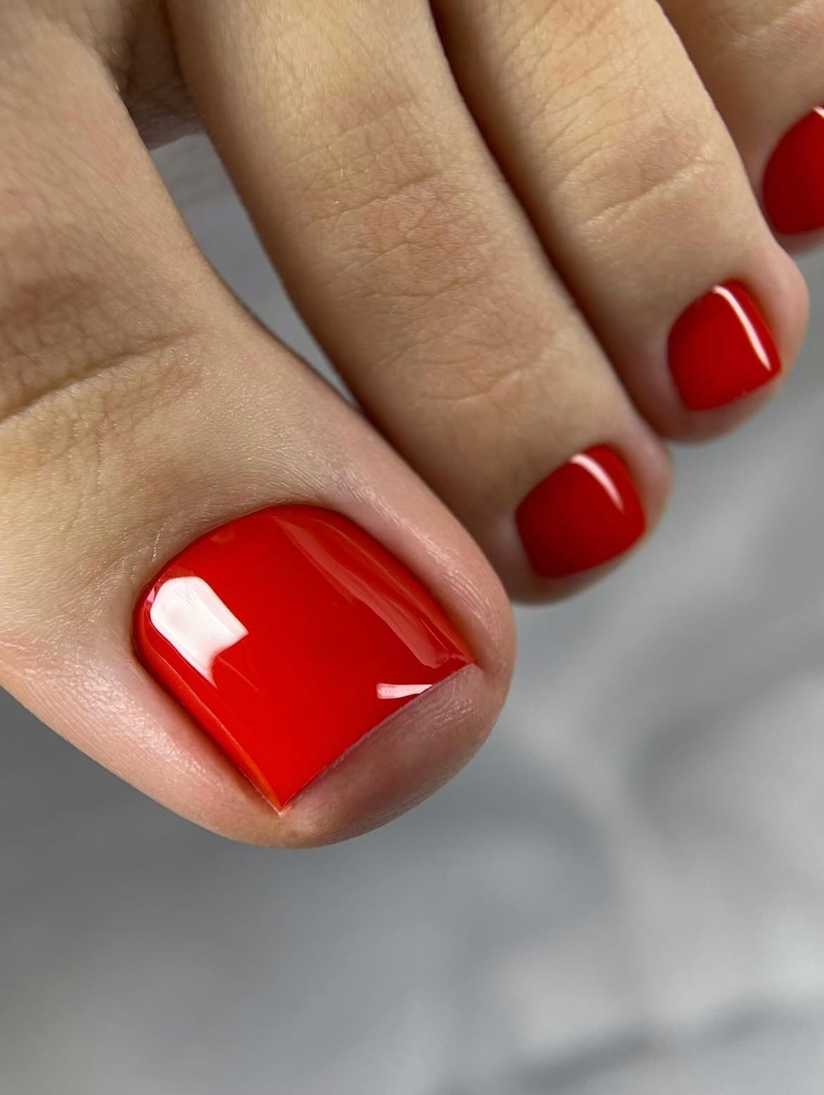 Classic Bright Red Square Pedicure