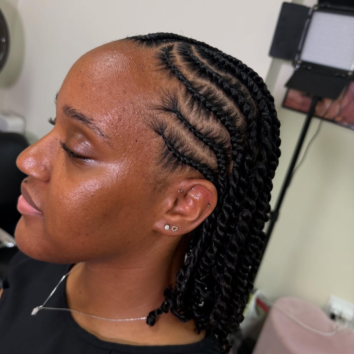 Classic Feed In Cornrows With Two Strand Twists