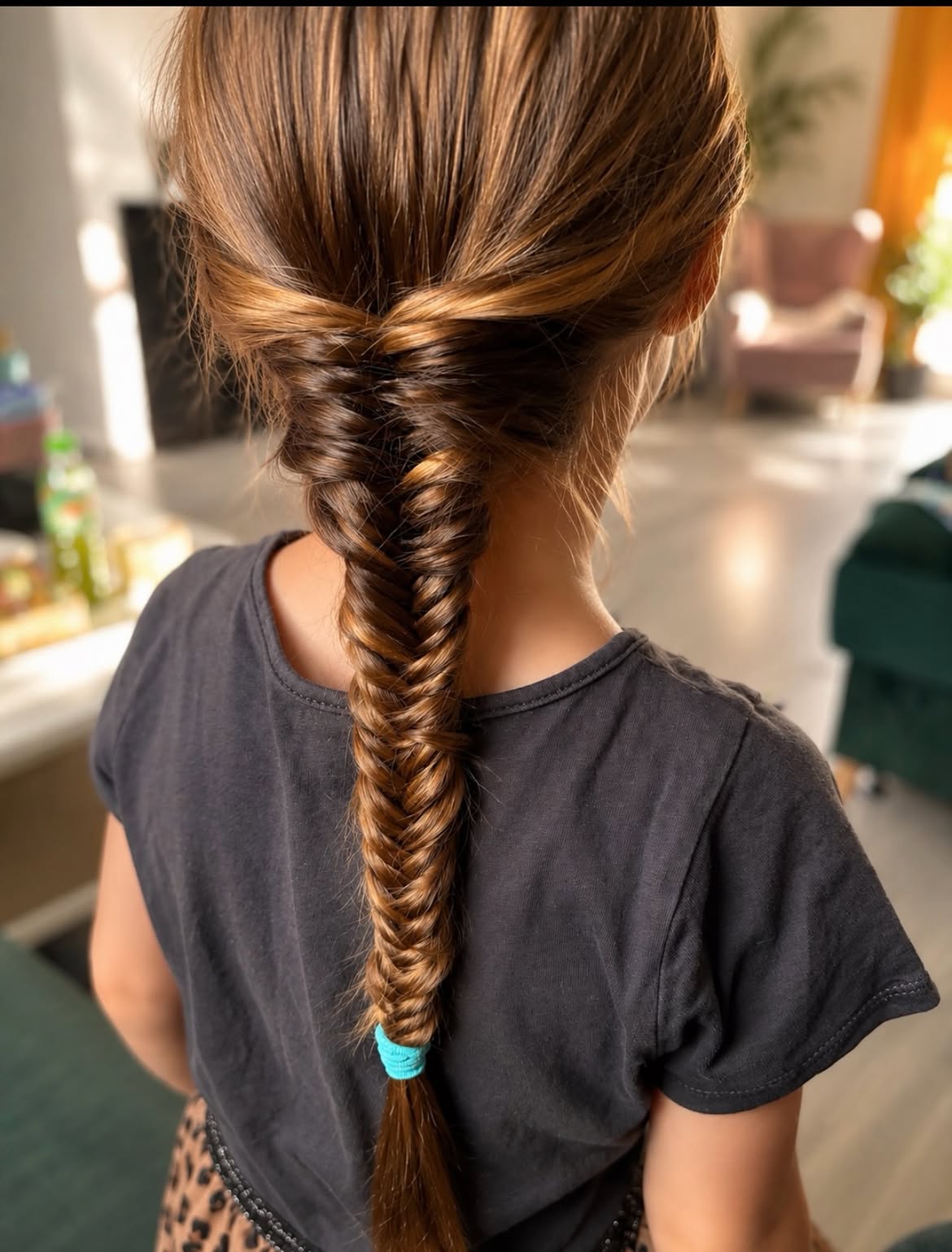 Classic Fishtail Braid For Long Brunette Hair