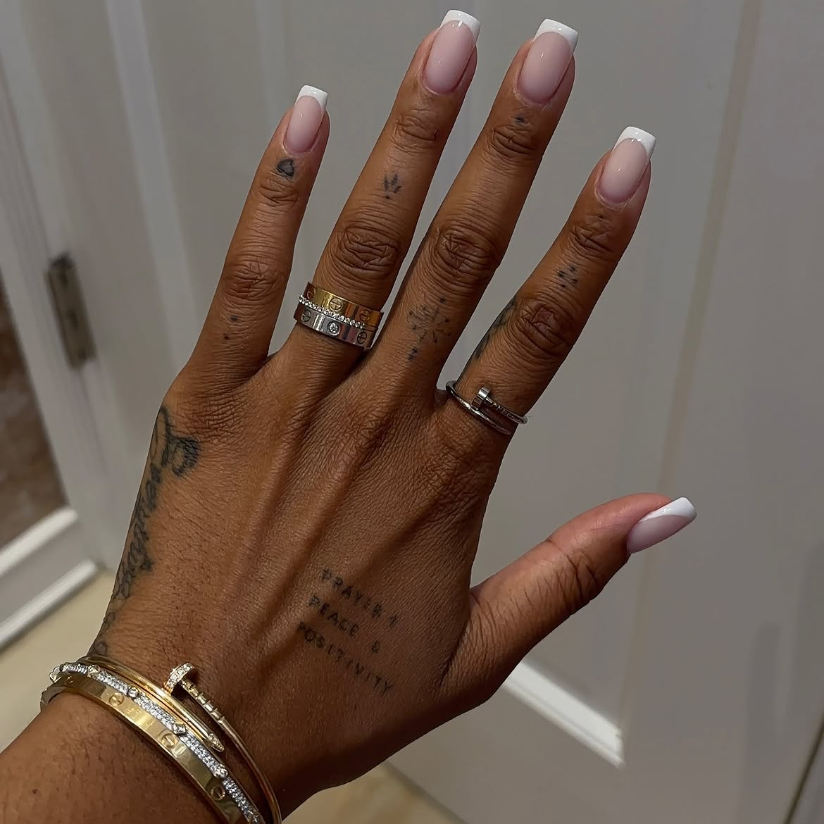 Classic French Tip Almond Nails