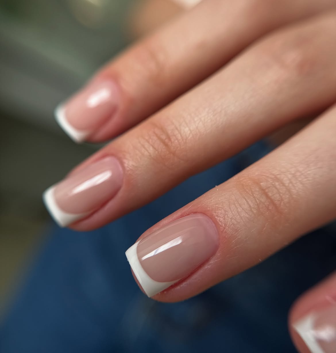Classic French Tip Almond Nails