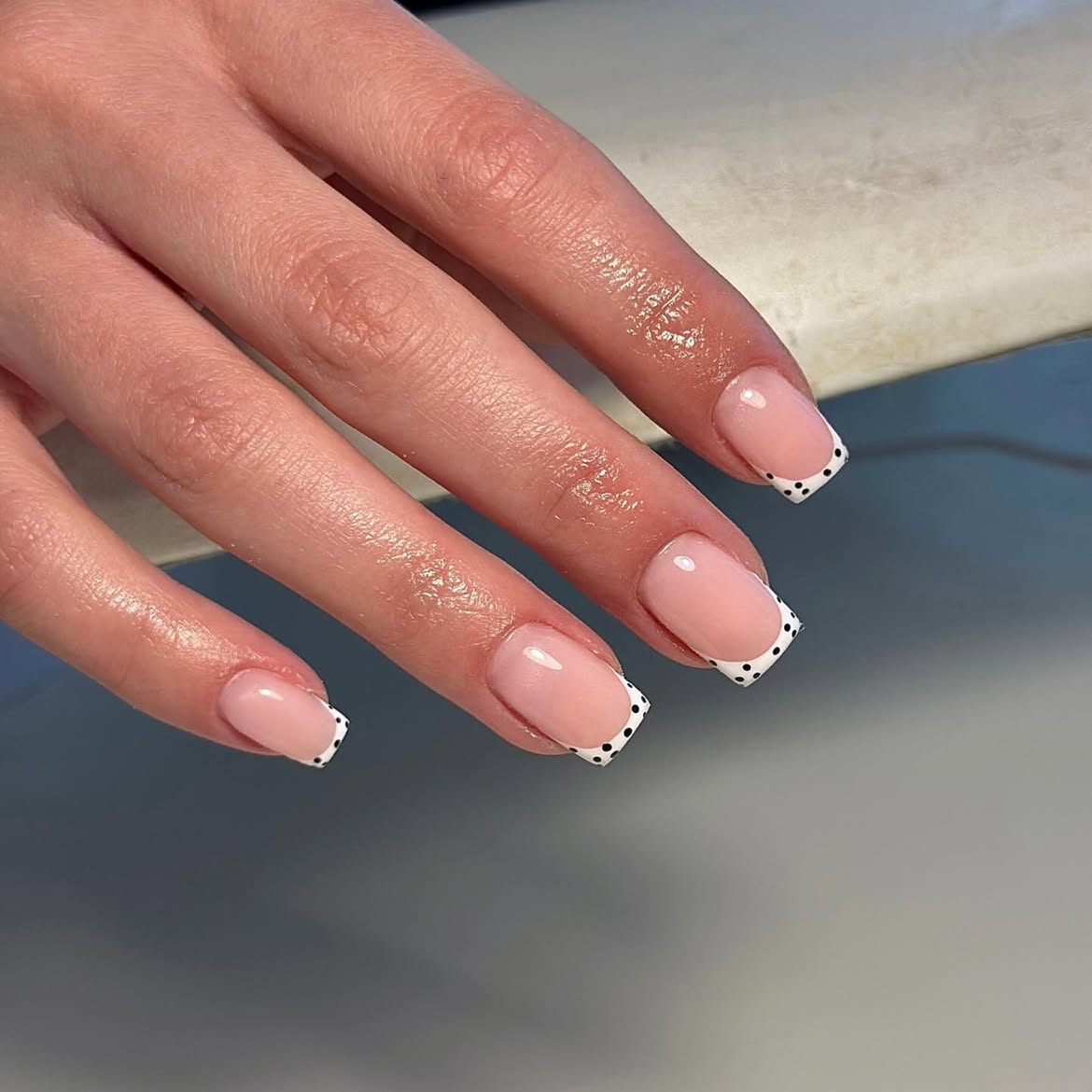 Classic French With Playful Black Polka Dot Tips