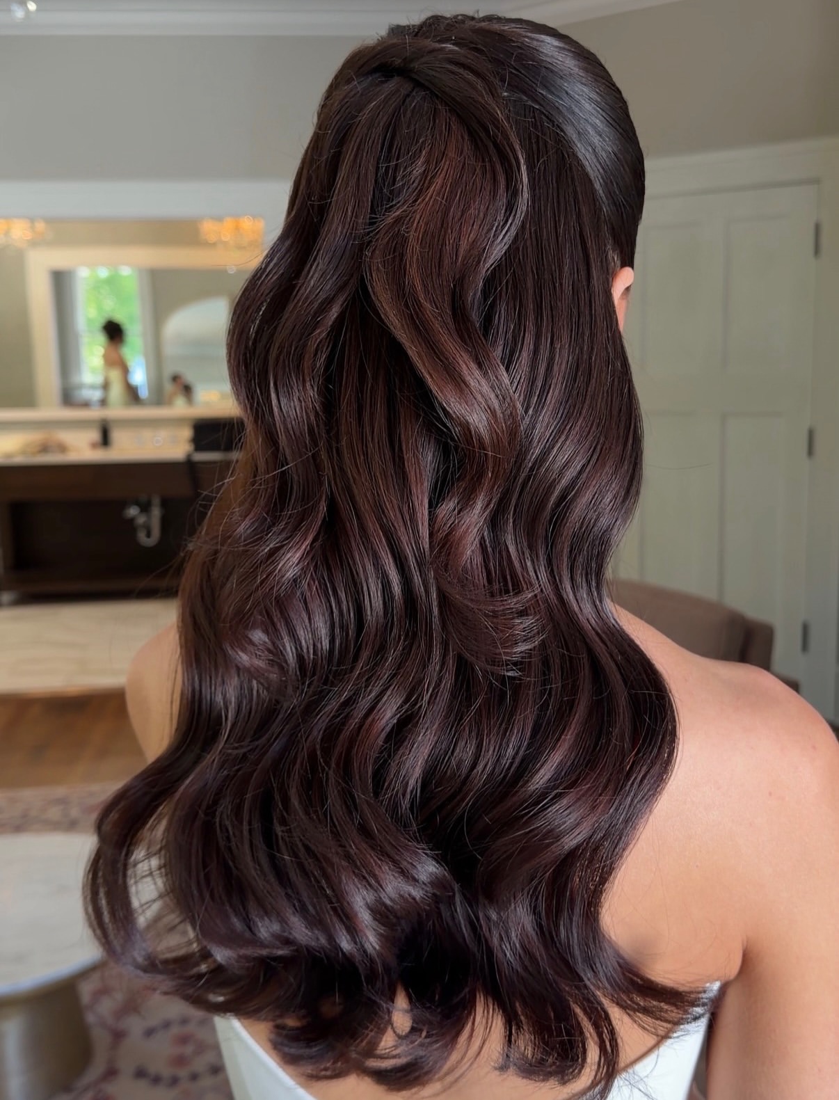 Classic Hollywood Waves Half-Up Bridal Hairstyle