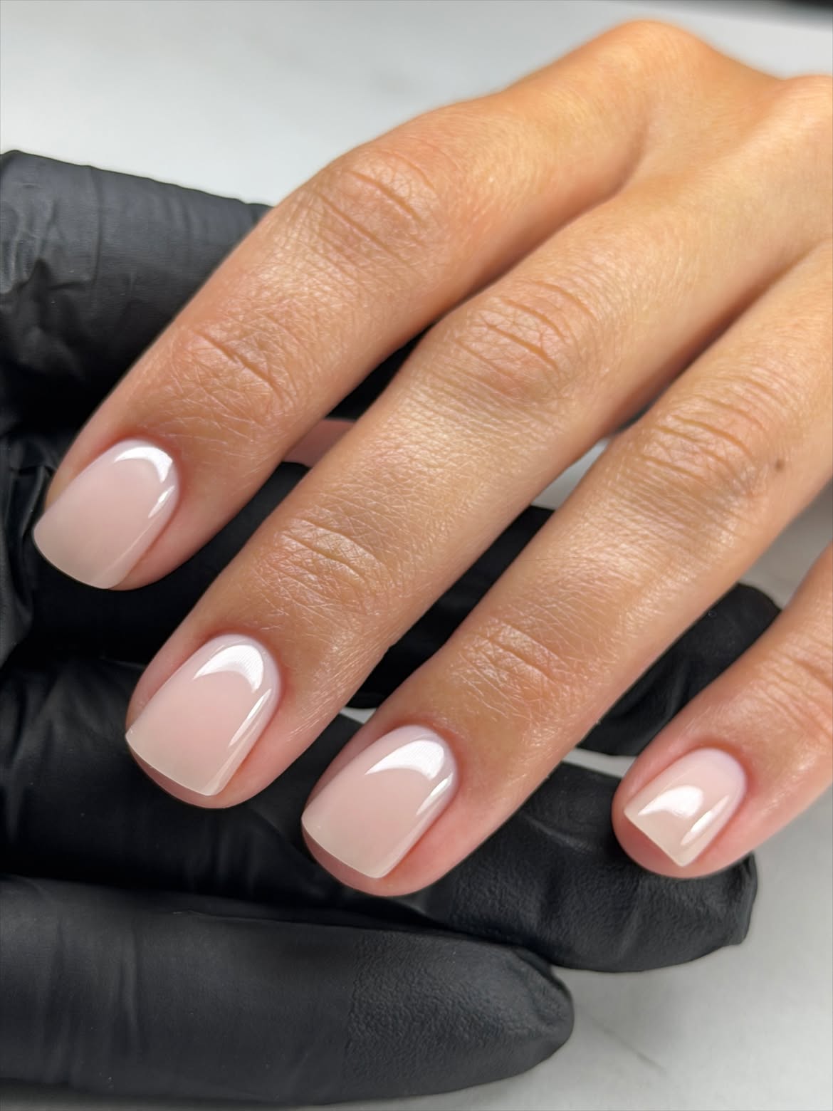 Classic Sheer Nude Short Square Nails